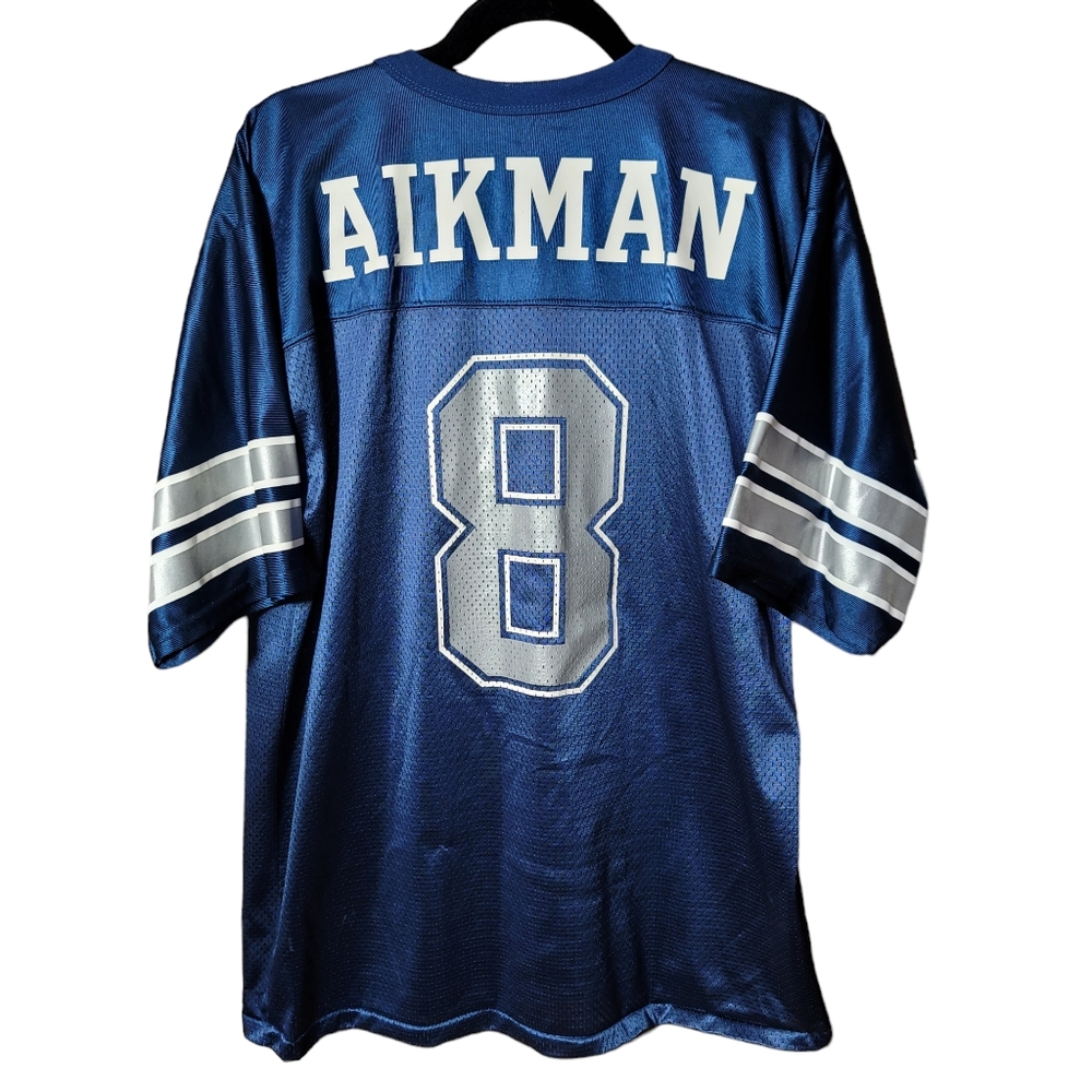 VTG Dallas Cowboys Troy Aikman Blue Jersey Men M Logo Athletic NFL Football 90s